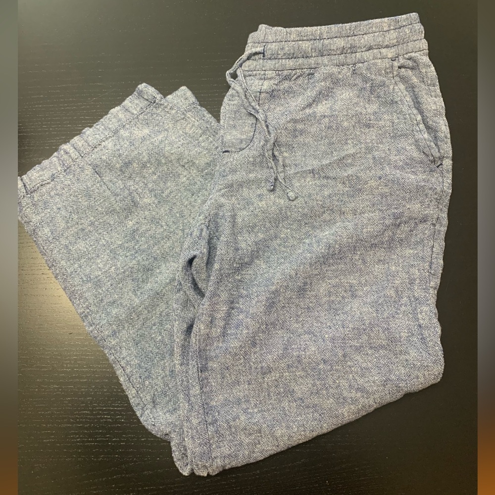 Old Navy Large Heathered Blue Linen Pants